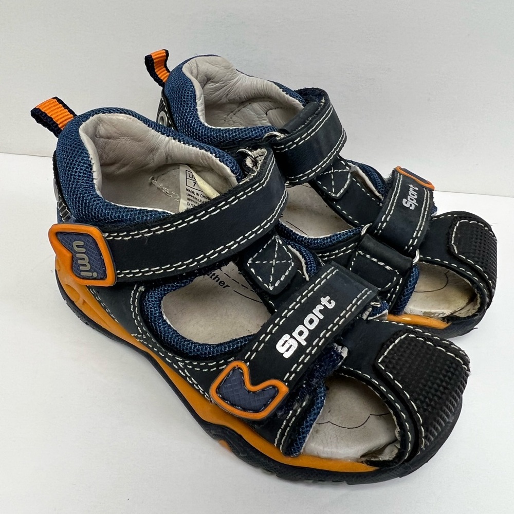 Umi- Sandals, Blue - Velcro, Size:7 Toddler, Pre-‎ Owned